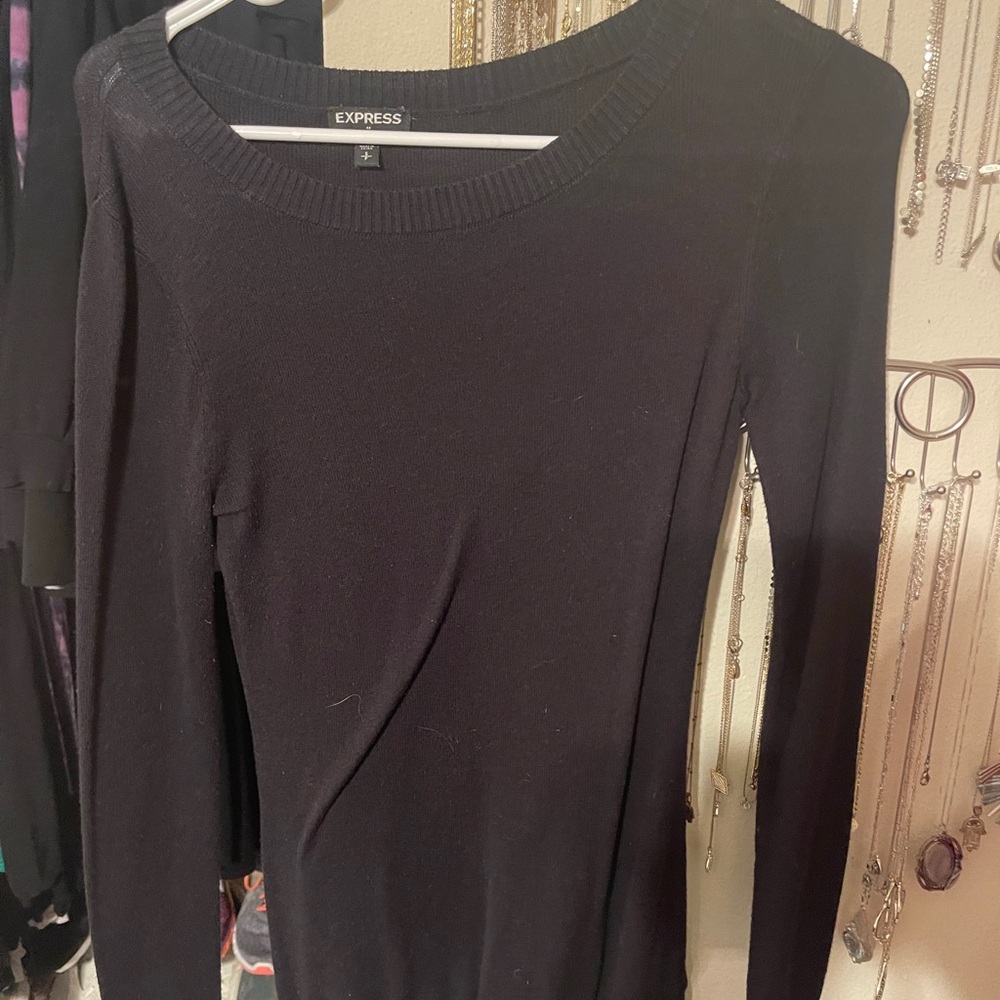 Express Black Ribbed Sweatshirt - Picture 2 of 2